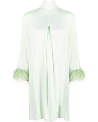 Sleeper Party Shirt Feather-trim Minidress - White