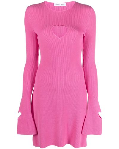 Mach & Mach Aimee-heart Cut-out Detail Dress - Pink