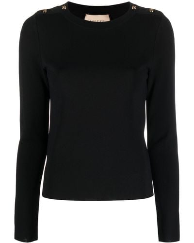Gucci Buttoned-shoulder Sweater - Black