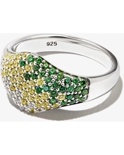 Tom Wood Sterling Mini Crystal Cocktail Ring - Green