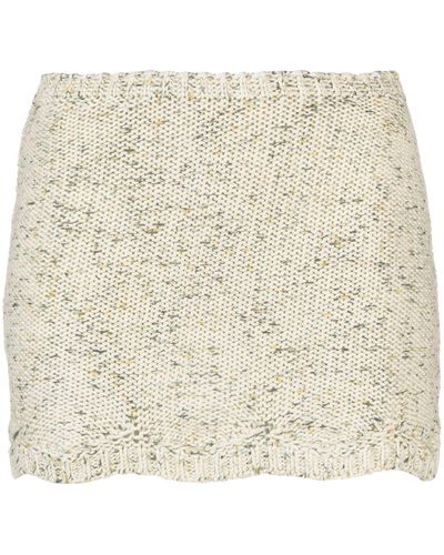 Danielle Guizio Neutral Bloom Knit Mini Skirt - Natural