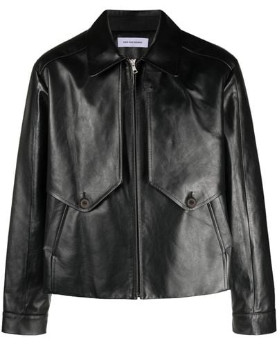 Kiko Kostadinov Murad Leather Bomber Jacket - Men's - Cotton/polyester/calf Leather - Black