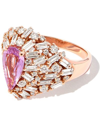 Suzanne Kalan 18k Rose Gold 1 Of A Kind Sapphire Cluster Ring - Pink