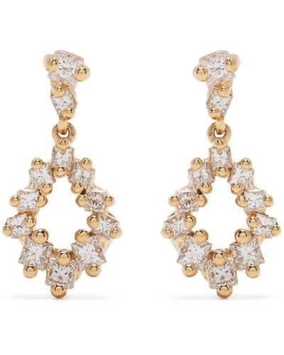 Suzanne Kalan 18k Yellow Pear Shape Diamond Drop Earrings - Metallic