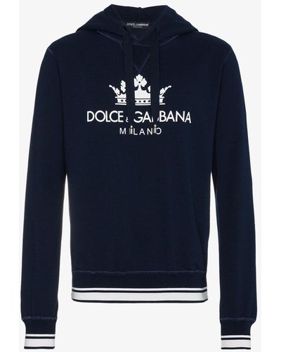 Dolce & Gabbana Milano Logo Hooded Sweatshirt - Blue