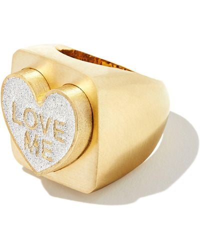 Lauren Rubinski 14k Yellow Heart Signet Ring - Metallic