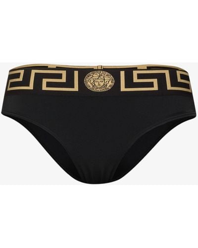 Versace Greca Border Bikini Bottoms - Women's - Recycled Polyamide/spandex/elastane - Black