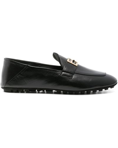 Fendi Baguette Leather Loafers - Women's - Calf Leather/rubber/calf Suede/nappa Leather - Black