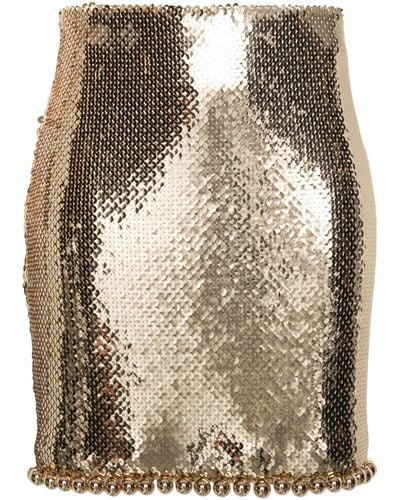 Rabanne Sequin Embellished Mini Skirt - Women's - Cupro/polyamide/polyester/spandex/elastanepolyamide - Natural