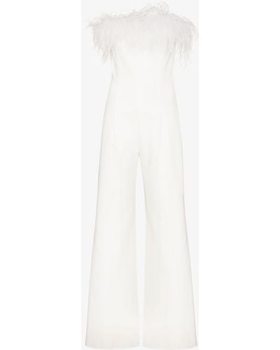16Arlington Taree Feather Trim Jumpsuit - Women's - Fabric - White