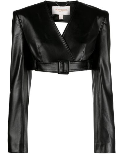 Matériel Cropped Faux-leather Jacket - Black