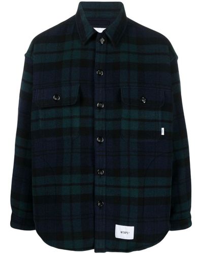 WTAPS Checked Patterned Shirt Jacket - Blue