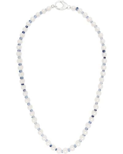 Hatton Labs Sterling Silver Pearl And Crystal Necklace - Men's - Pearl/sterling Silver - White