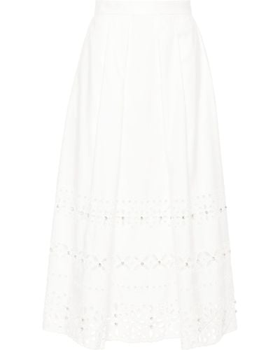 Huishan Zhang Avery Embroidered Midi Skirt - White