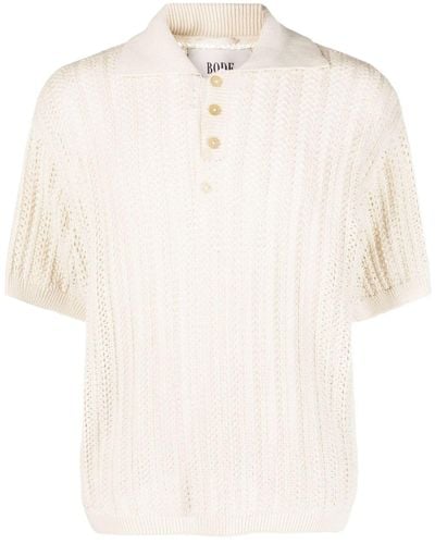 Bode Open-knit Linen Polo Shirt - White