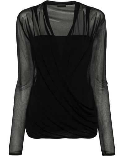 Givenchy V-neck Mesh Top - Black