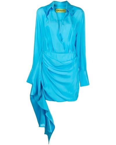 GAUGE81 Gravia Silk Draped Mini Dress - Women's - Silk/cupro/acetate - Blue