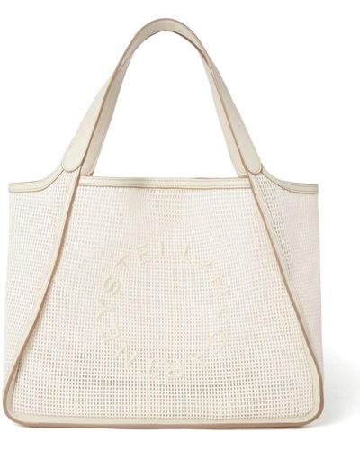 Stella McCartney Neutral Logo Cotton Tote Bag - Natural