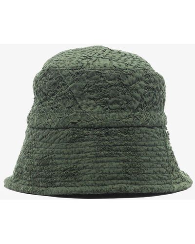 By Walid Green Callum Embroidered Patchwork Linen Bucket Hat
