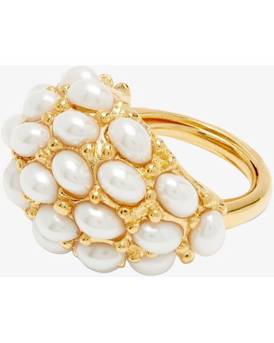 Kenneth Jay Lane -plated Faux Pearl Ring - Metallic