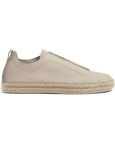 Zegna Beige Triple Stitch Suede Espadrilles - Natural