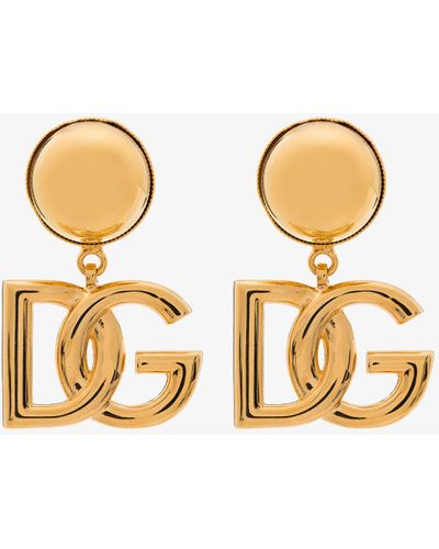 Dolce & Gabbana Interlocking Logo Small Hoops - Metallic