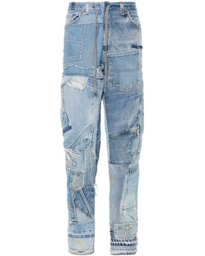 Greg Lauren Patchwork Straight-leg Jeans - Blue