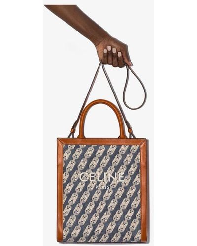 Celine Navy And Brown Vertical Cabas Small Tote Bag - Multicolor