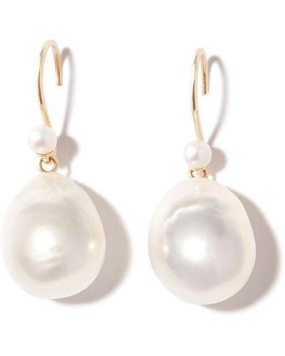 Mizuki 14k Yellow Sea Of Beauty Pearl Drop Earrings - White