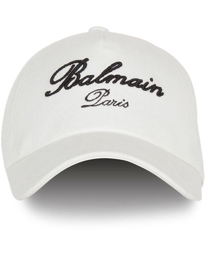 Balmain Signature Embroidered Cap - White
