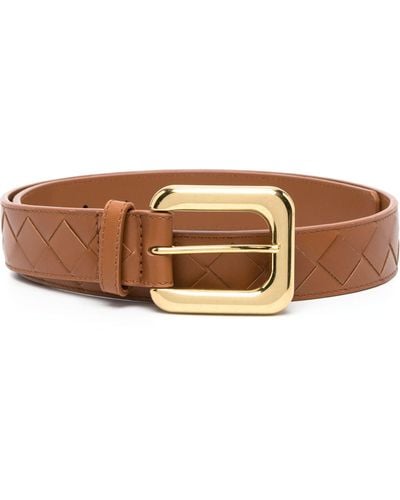Bottega Veneta Intrecciato 15 Leather Belt - Brown