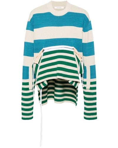 Craig Green Zip-up Striped Sweater - Blue