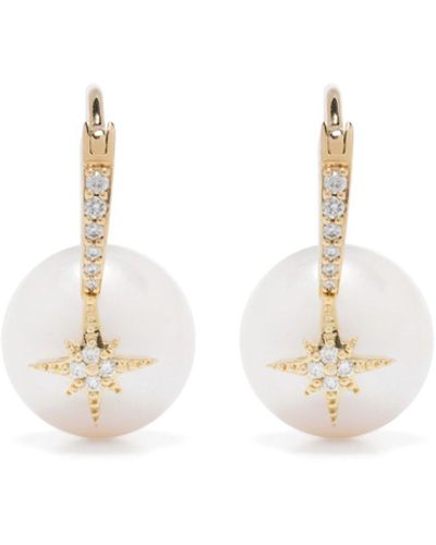 Sydney Evan 14k Yellow Gold Starburst Pearl And Diamond Drop Earrings - Women's - 14kt Gold/pearl - White