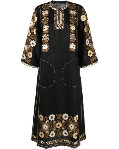 Vita Kin Amanda Floral-embroidery Midi Dress - Black