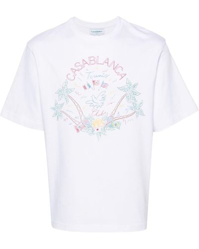 Casablancabrand Logo Embroidery Organic Cotton T-shirt - Unisex - Organic Cotton - White