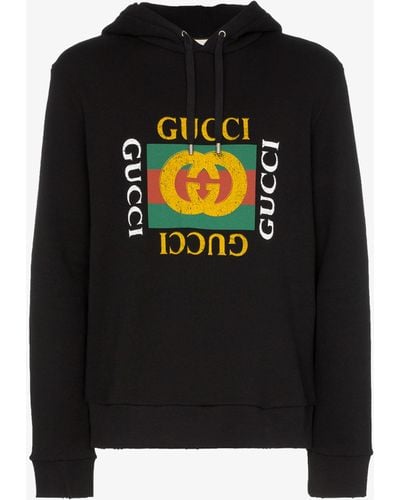 Gucci Logo Cotton Hoodie - Men's - Cotton - Black