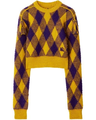 Burberry Argyle Wool Pullover - Yellow