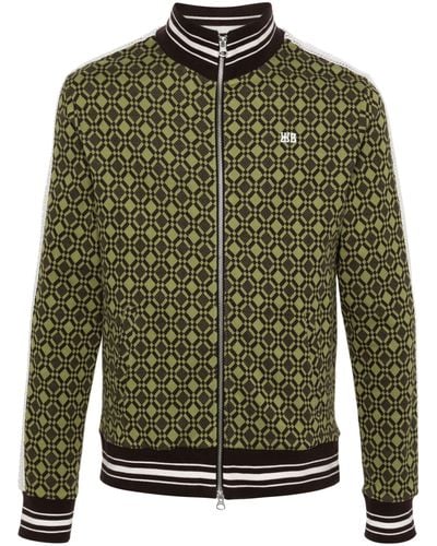 Wales Bonner Power Track Top Cotton Jacquard Olive Dark Brown - Green