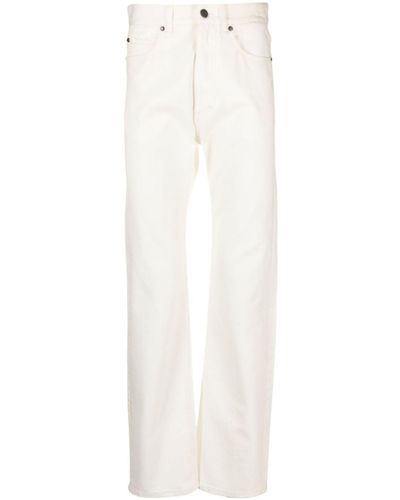 Ferragamo Logo-patch Mid-rise Straight-leg Jeans - Men's - Cotton - White