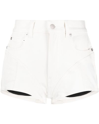 Mugler White Spiral Denim Shorts
