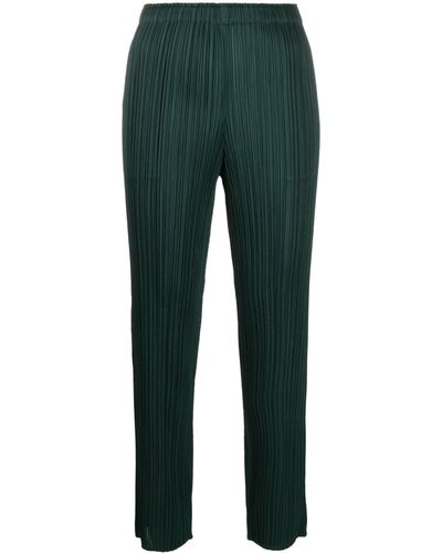 Pleats Please Issey Miyake Pleated Cropped Pants - Green