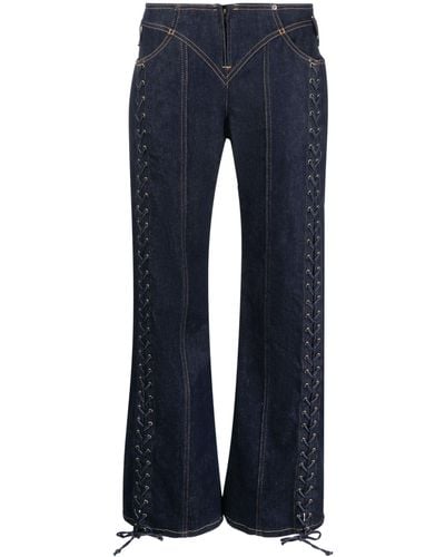 Jean Paul Gaultier Wide-leg Lace Up Trousers - Blue