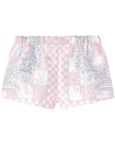 Versace Chequered Print Shorts - Pink