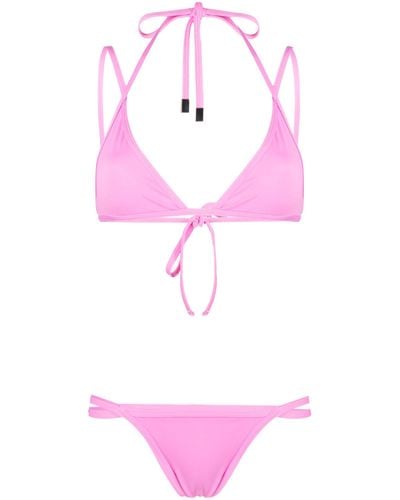 The Attico Strap-detailed Bikini Set - Pink