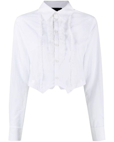 Kiki de Montparnasse Cropped Ruffled Shirt - White