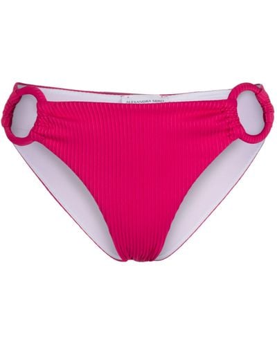 Alexandra Miro Ring-embellishment Plissé Bikini Bottoms - Pink