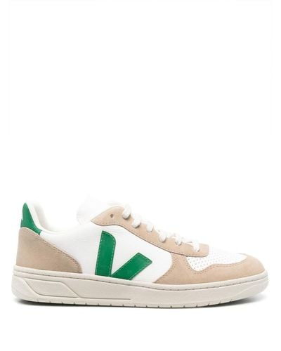Veja V-10 Low-top Trainers - Men's - Calf Leather/rubber/fabric - White