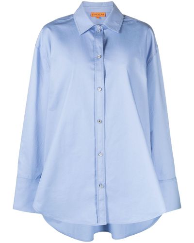 Stine Goya Extra-long Sleeve Organic-cotton Shirt - Blue