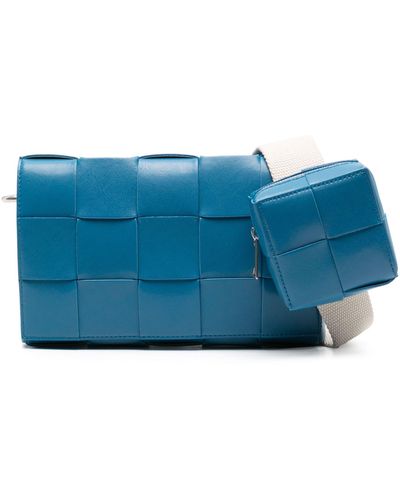 Bottega Veneta Cassette Leather Messenger Bag - Blue