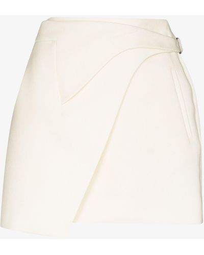 Wardrobe NYC Asymmetric Virgin Wool Mini Skirt - Natural
